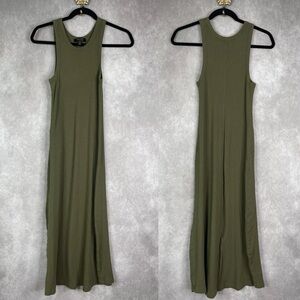 AYR The Metro Ribbed Knit Stretch Jersey Tank Midi Dress In Green Juice Size S